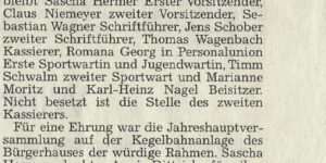 Wißmarer Kegler bestätigen Vorstand